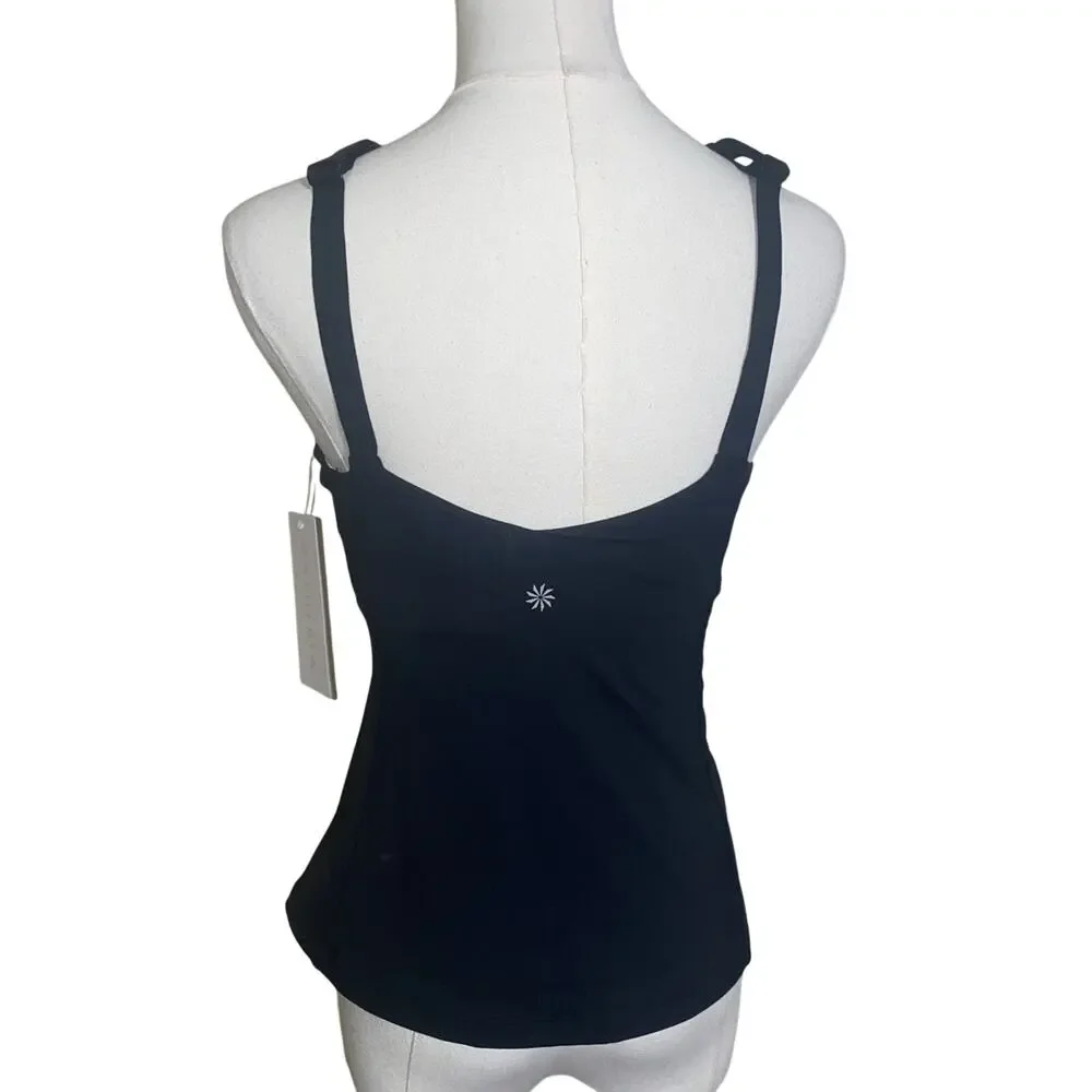 ATHLETA S Crossed Tankini Swim Top Black Small